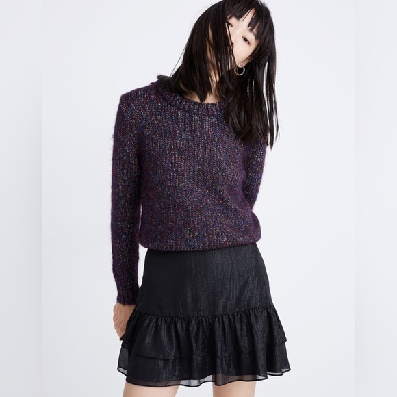 Madewell Dresses & Skirts - Madewell Shimmer Ruffle-Hem Mini Skirt Black Size 2